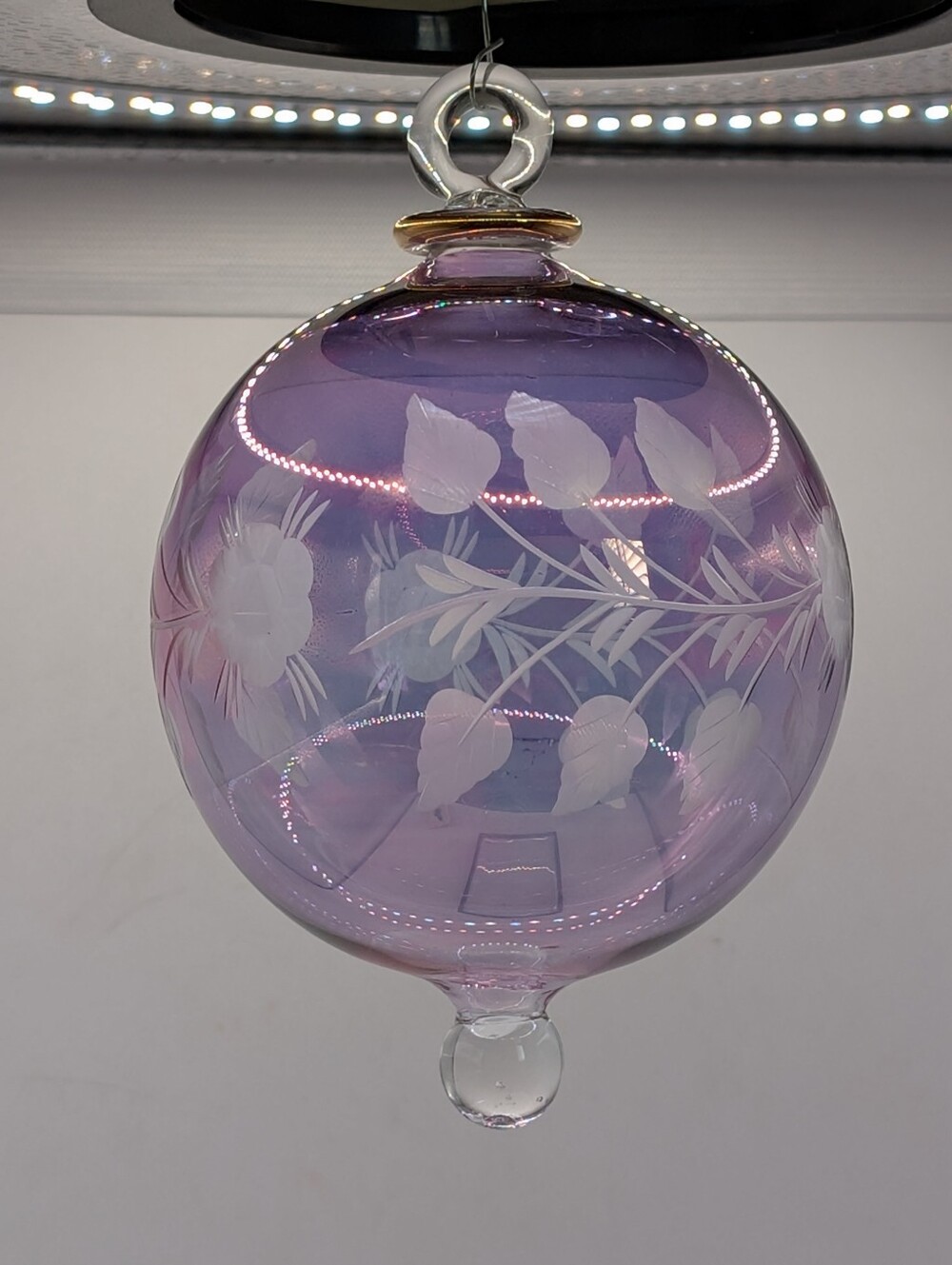 Egyptian Museum 5" Christmas Ornament Purple Mouth Blown Glass w/ 24k Gold Trim